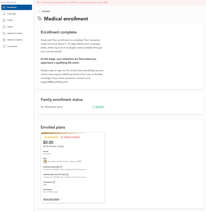 36a Medical Enrollment Completed full screen